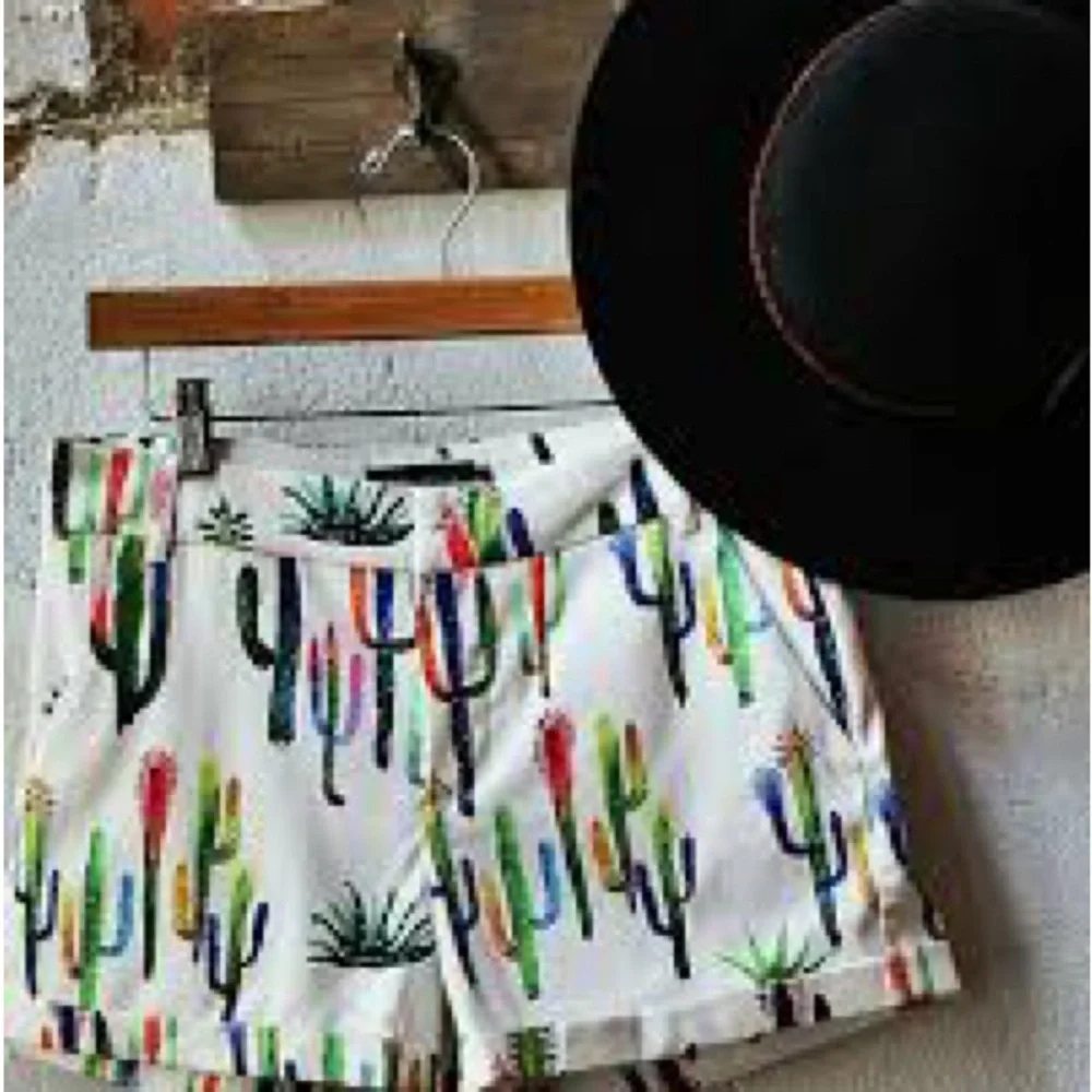 Ovi Multicolor Cactus Print High Waist Shorts - Picture 1 of 4
